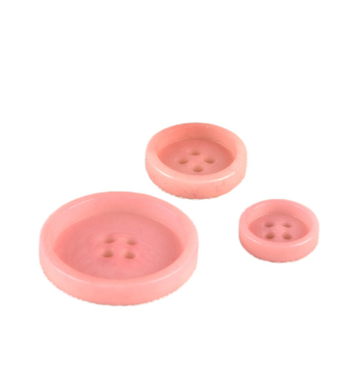 Set of 6 corozo buttons 4 holes Powder pink