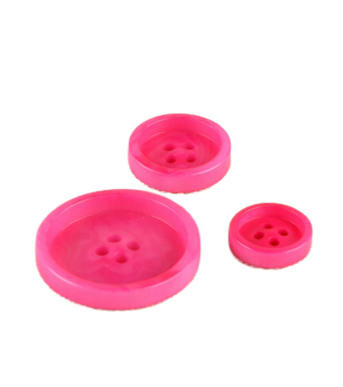 Set 6 bottoni corozo 4 fori Fucsia