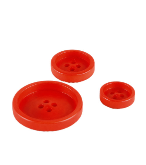 Set of 6 corozo buttons 4 holes Red