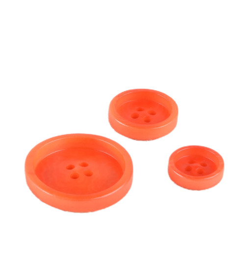 Set of 6 corozo buttons 4 holes Orange