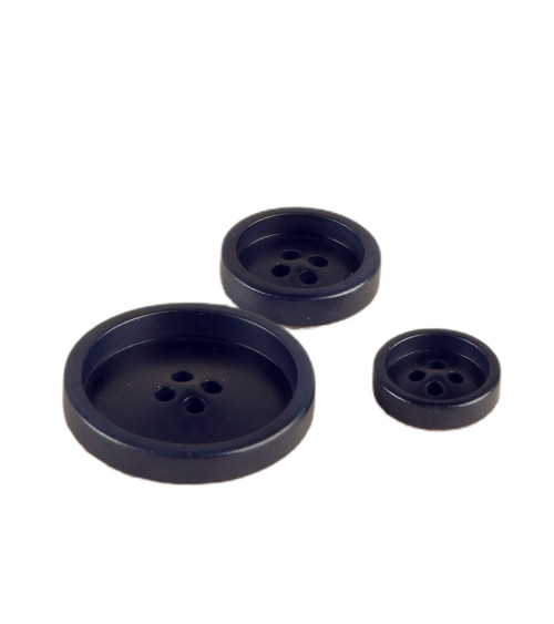 Set of 6 corozo buttons 4 holes Navy Blue