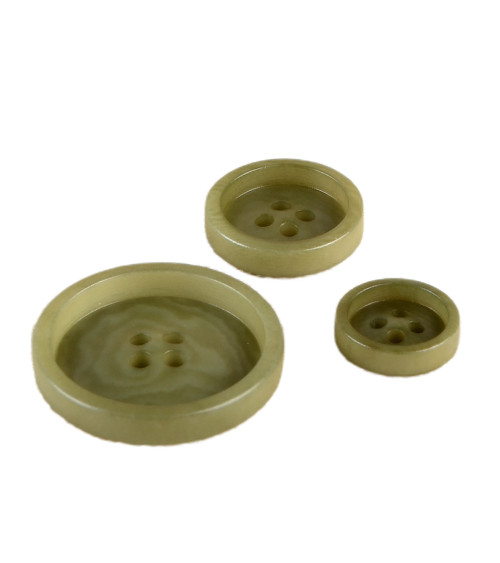 Set of 6 corozo buttons 4 holes Khaki