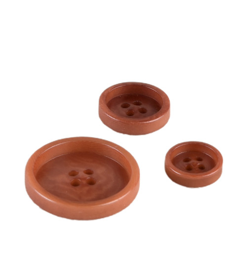 Set of 6 corozo buttons 4 holes Havana Brown