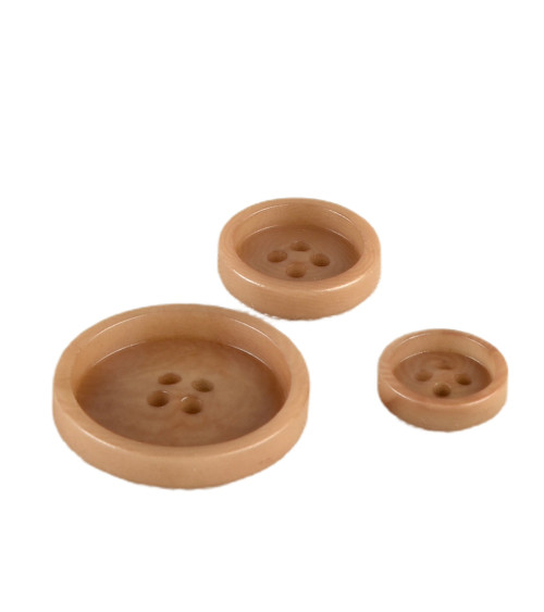 Set of 6 corozo buttons 4 holes Beige Antelope