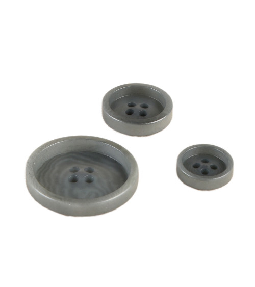 Set of 6 corozo buttons 4 holes Gray Anthracite