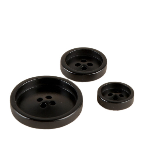 Set of 6 corozo buttons 4 holes Black