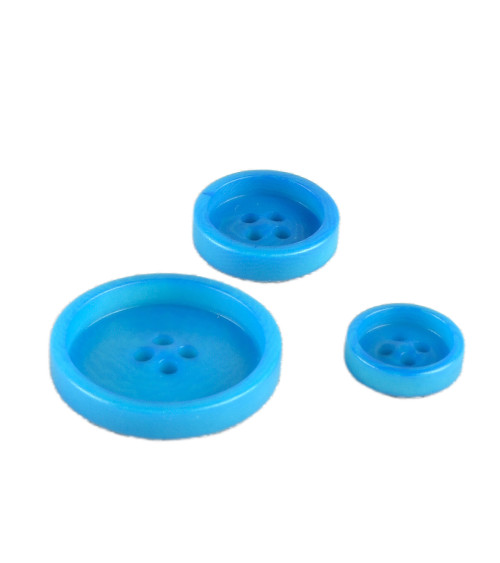 Set of 6 corozo buttons 4 holes Turquoise