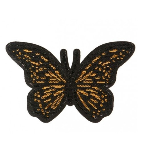 XL Gold Sequin Butterfly Iron-on Badge