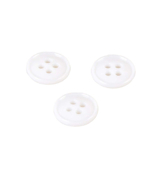 Juego de 6 botones 4 agujeros nylon reciclado blanco 11mm