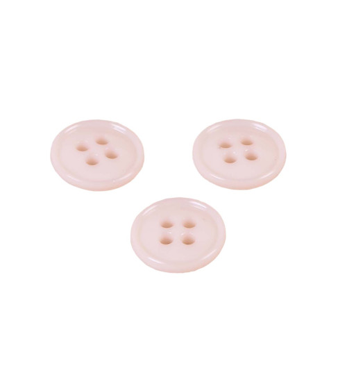 Conjunto de 6 botones 4 agujeros nylon reciclado rosa bebe 11mm