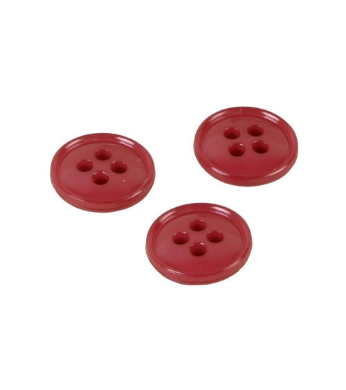 Lote de 6 botones 4 agujeros nylon reciclado rojo 11mm