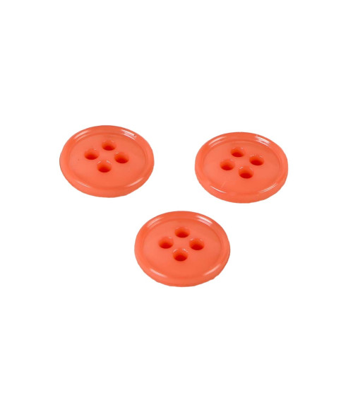 Set di 6 bottoni 4 fori in nylon riciclato arancione 11mm