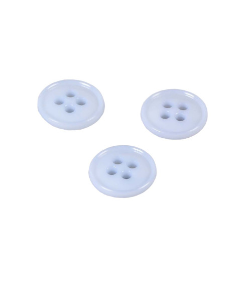 Set mit 6 Knöpfen, 4 Löcher, recyceltes Nylon, Babyblau, 11 mm