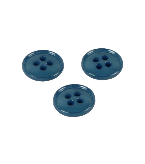 Set di 6 bottoni 4 fori in nylon riciclato blu petrolio 11mm