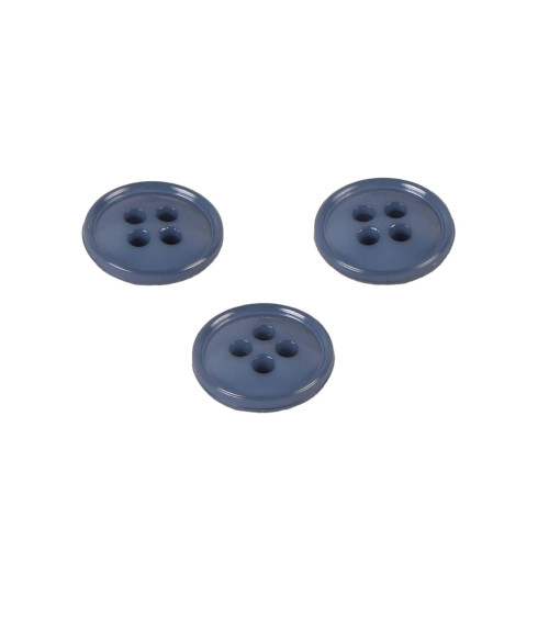 Set di 6 bottoni 4 fori in nylon riciclato blu royal 11mm