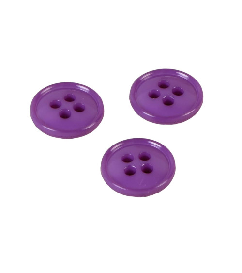 Conjunto de 6 botones 4 agujeros nylon reciclado lila violeta 11mm