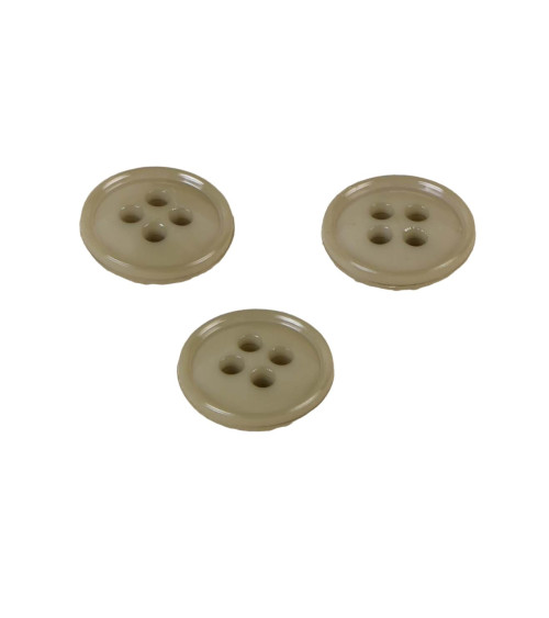 Set mit 6 Knöpfen, 4 Löcher, recyceltes Nylon, Khaki, 11 mm