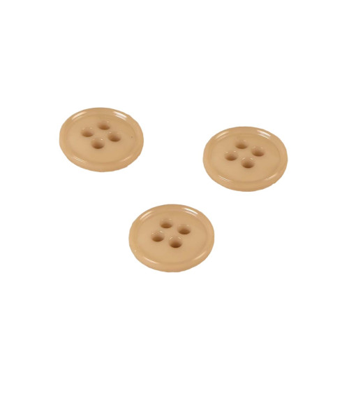 Set of 6 4-hole buttons recycled nylon beige antelope 11mm