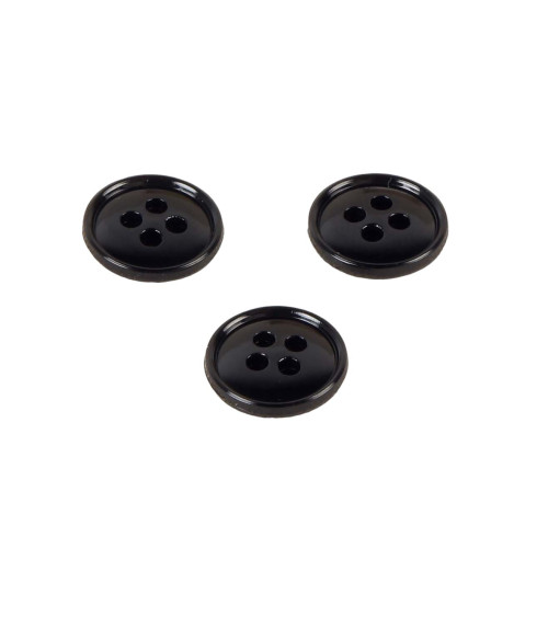 Juego de 6 botones 4 agujeros nylon reciclado negro 11mm