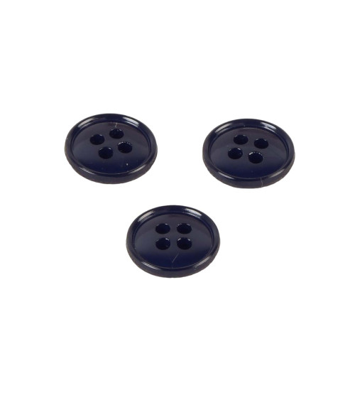 Set di 6 bottoni 4 fori in nylon riciclato blu navy 11mm