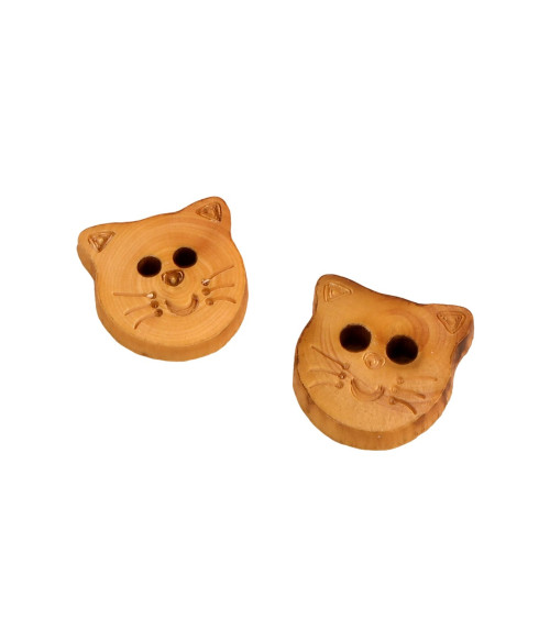 Wooden button for children cat