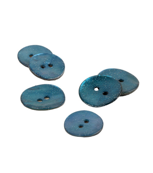 Petrol blue glitter mother-of-pearl button