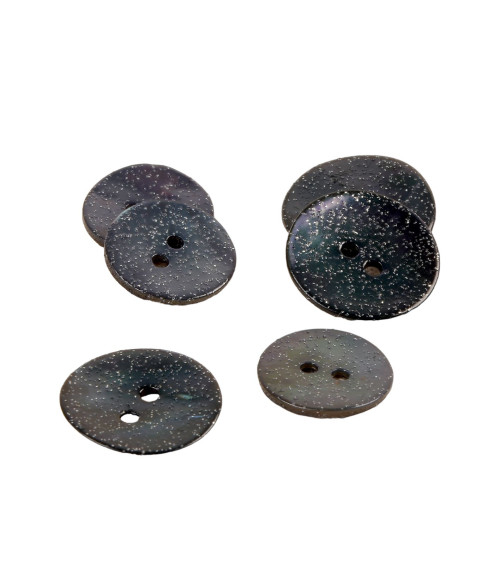 Mother-of-pearl button with anthracite gray glitter