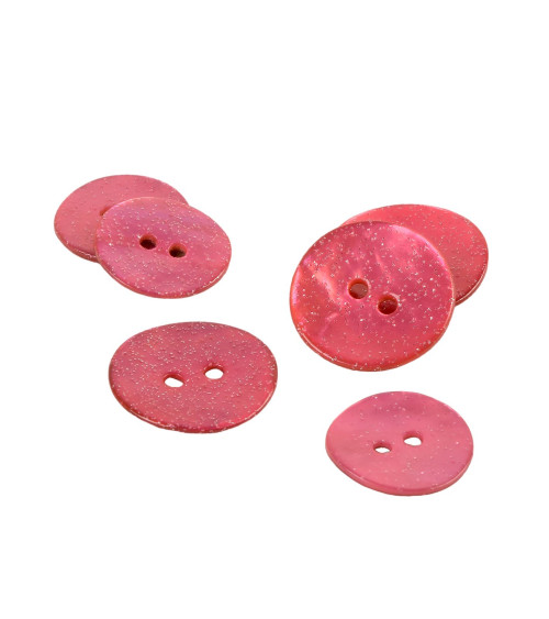 Set of 6 fuchsia glitter mother-of-pearl buttons