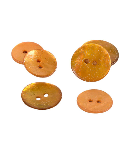 Set of 6 mustard glitter mother-of-pearl buttons