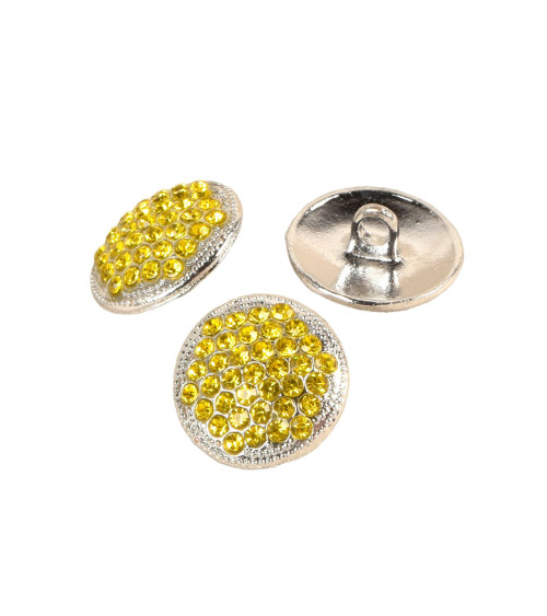 Set of 6 yellow rhinestone buttons 17mm