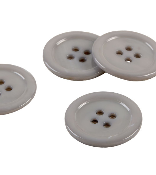 100% mother-of-pearl button, round, ash gray