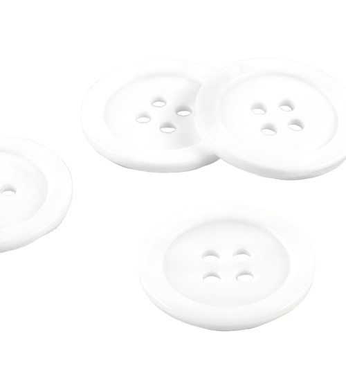 Set of 6 100% round white mother-of-pearl buttons