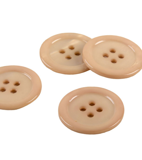 Set of 6 100% mother-of-pearl buttons, round beige antelope