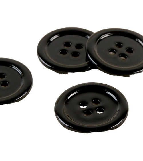 Set of 6 100% round black mother-of-pearl buttons