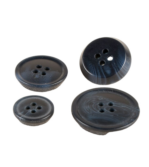 Set of 6 Navy Blue 4-hole imitation horn buttons