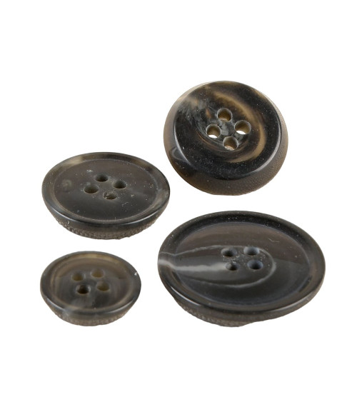 Set of 6 Anthracite Grey imitation horn 4-hole buttons