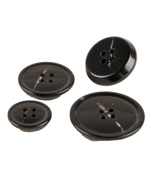 Set of 6 4-hole imitation horn buttons Black