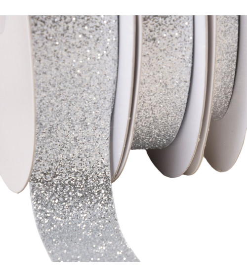 Silver glitter ribbon by the meter