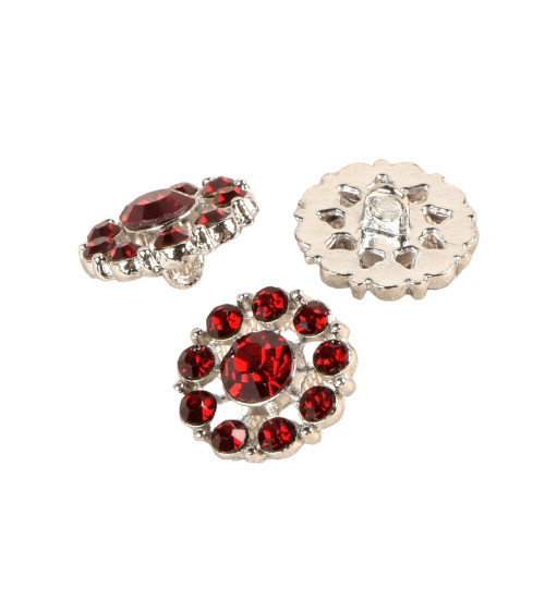 Set di 6 bottoni con strass Beaujolais 18 mm