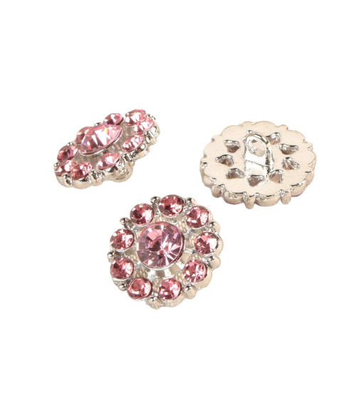 Set of 6 pink rhinestone buttons 18mm