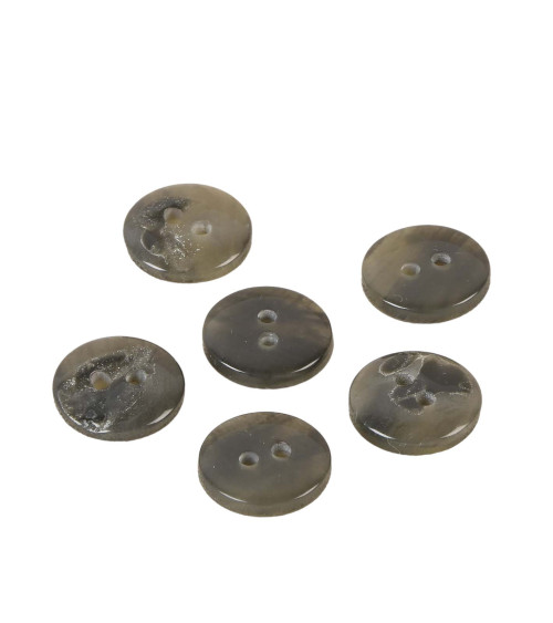 Lot de 6 boutons imitation pierre gris anthracite 15mm