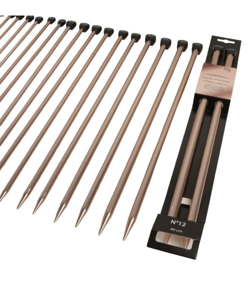 Prestige rose gold aluminium knitting needles 40cm