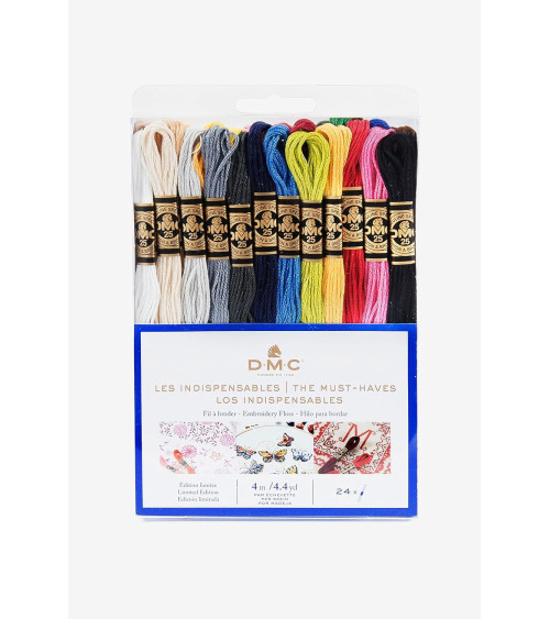 Assortment of 24 skeins of DMC essentials 100% cotton mouliné threads