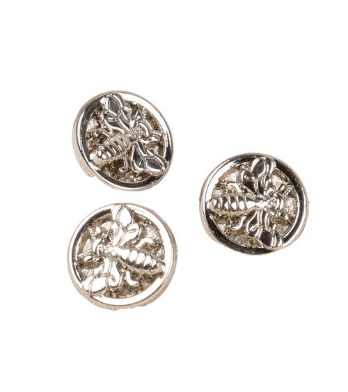 Round button bee with alloy tail 10mm silver