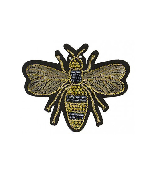 Large embroidered bee iron-on badge