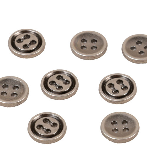 Round alloy button 4 holes 10mm dark gray