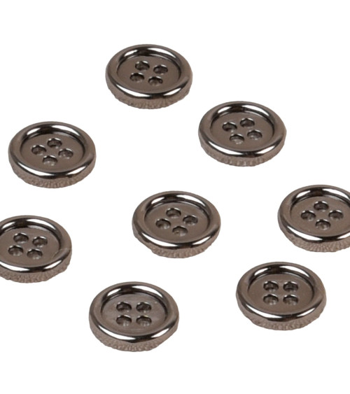 Alloy button 4 holes 10mm dark gray