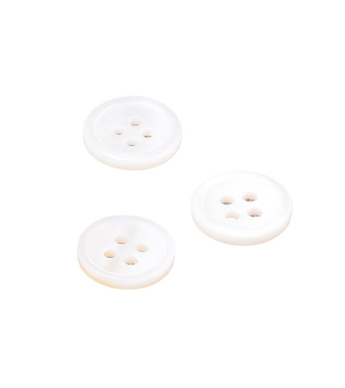 Round shell button 4 holes 11mm white