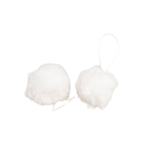 Artificial fur pompom 50x60mm white