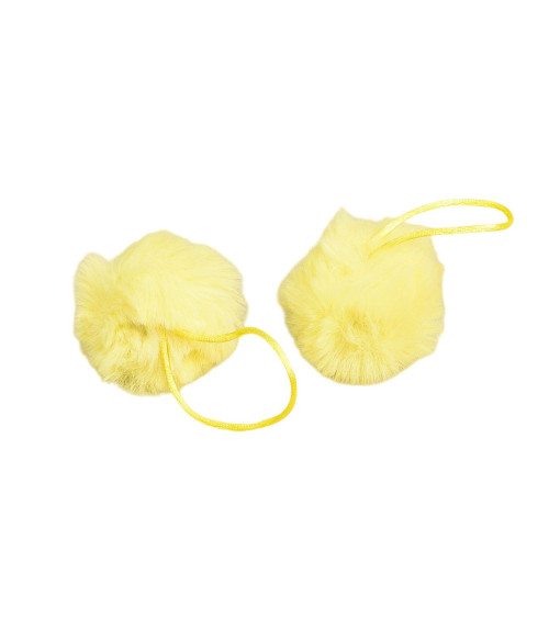 Artificial fur pompom 50x60mm fluorescent yellow